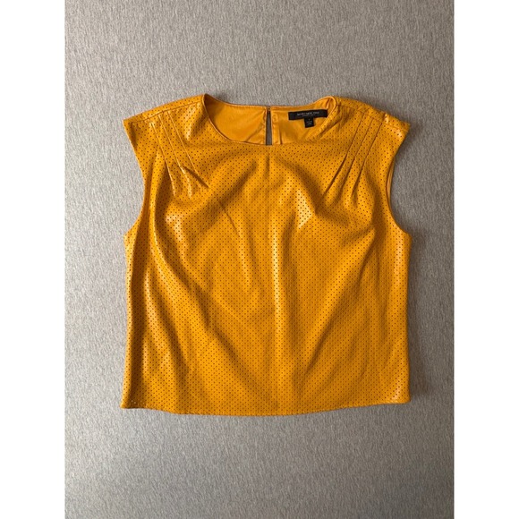 Marc New York Andrew Marc Tops - Marc New York Mustard Yellow Perforated Faux Leather Sleeveless